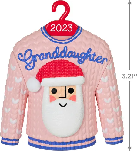 Miniatura 5 de Hallmark Keepsake Adorno de Navidad 2023, suéter de Navidad para nieta, regalos familiares