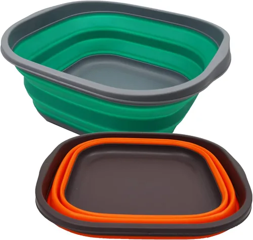 Miniatura 8 de SAMMART Juego de 2 tinas plegables de 10 litros (2.6 galones) - Tina plegable para platos - Lavabo portátil - Tina de plástico que ahorra espacio