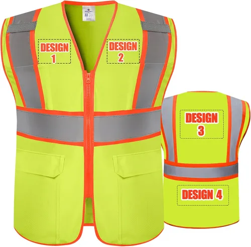 Miniatura 13 de Chaleco de seguridad personalizado BeautyWill con logotipo personalizado Clase 2, chaleco reflectante de alta visibilidad con bolsillos, ropa