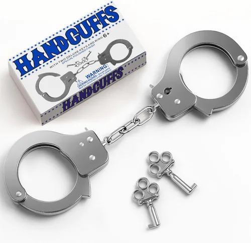 Miniatura 7 de AUYYOSK Esposas de Metal de Juguete con Llave, Accesorio de Suministros de Fiesta de Seguridad para Juego de Simulación, Esposas para Niños (Negro)