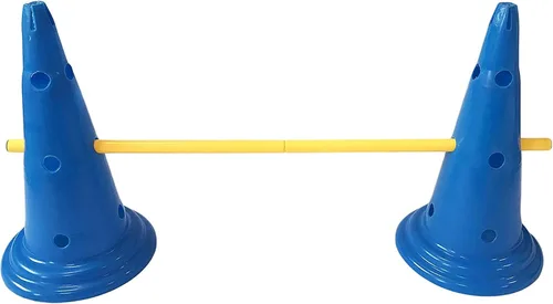 Miniatura 2 de Midlee Juego de agilidad de cono y poste para perros, ajustable para perros grandes a pequeños, juego de 3