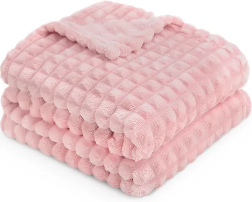 Miniatura 13 de HOMRITAR Manta de franela de forro polar mullida para bebé, jacquard 3D, manta de cama de felpa suave y cálida para decoración del hogar, manta