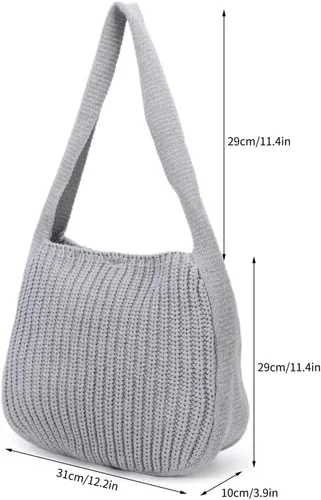 Miniatura 26 de ENBEI Bolsos de hombro para mujer Bolsos de ganchillo Bolso de punto grande Bolso de mano estético para la escuela lindo Bolsas de mano Bolsa