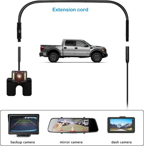 Miniatura 5 de Cable de extensión para cámara de salpicadero (4 pines de 3.3 pies), cable de cámara de respaldo, cable de extensión de espejo retrovisor, cable