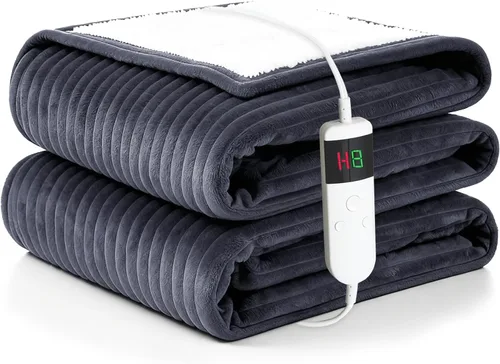 Miniatura 28 de Manta térmica portátil con mangas y bolsillo para el pie, manta térmica de calentamiento rápido con 10 ajustes de calor apagado automático