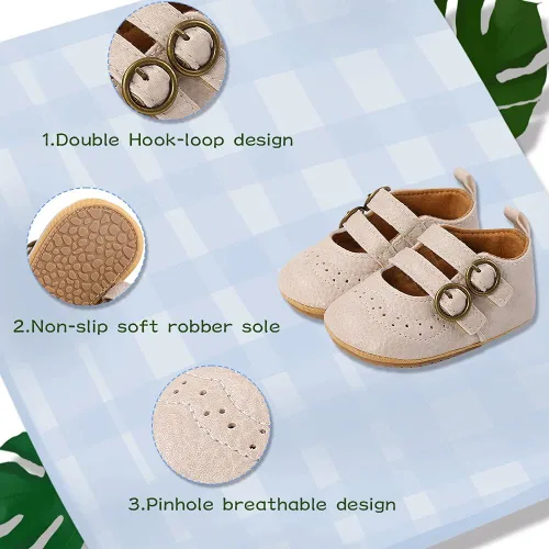 Miniatura 5 de Meckior - Zapatos bajos y livianos para bebés estilo Mary Jane con suela suave y lazo decorativo para vestidos de princesa o bodas para niñas que