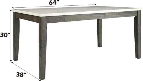 Miniatura 3 de ACME Mesa de comedor Merel - Mármol blanco y roble gris