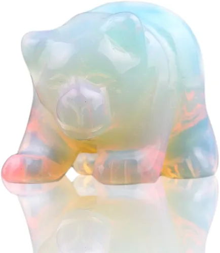 Cuentas de oso de ópalo opalita natural de 1.5 pulgadas, estatua tallada en piedra, curación de chakras, manualidades de reiki (opalita)
