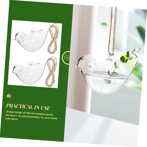 Miniatura 6 de Alipis 2pcs Hanging Glass Flower Pot Bird Shape Hydroponic Planter for Indoor Home Decor Creative Terrarium Container for Succulent Plants