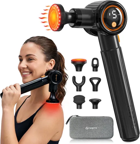Miniatura 10 de NAPRE Pistola de masaje con mango de extensión y 3 ángulos ajustables, masaje de espalda de tejido profundo para cuello, hombros, cintura, piernas