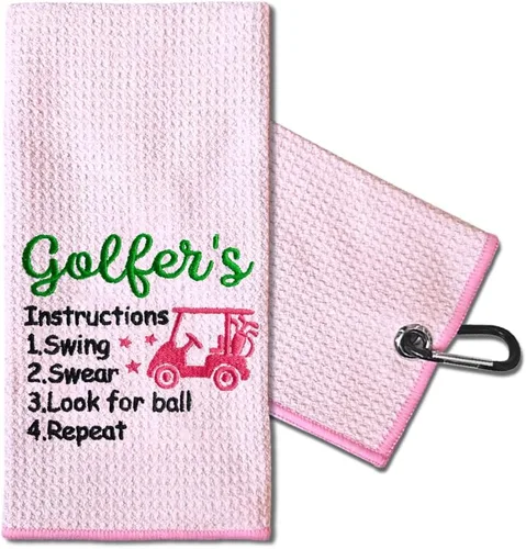 Miniatura 11 de TOUNER Just A Girl Who Loves Golf Toalla bordada para bolsas de golf con clip, divertidos regalos de golfista rosa para tía, novia, hermana, rosa081