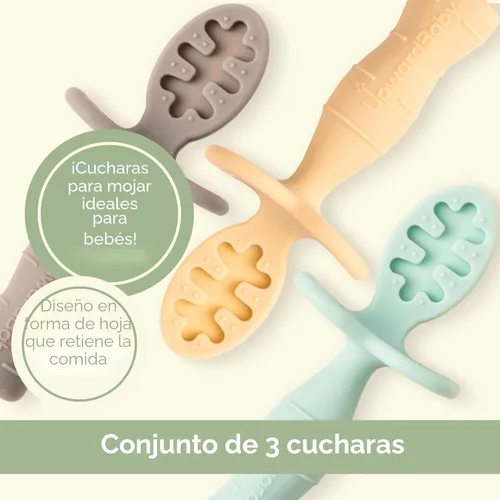 Miniatura 2 de Upward Baby - Cuchara de silicona para bebés con barrera antiestrangulamiento, cucharas para bebés de 6 meses, suministros infantiles de primera