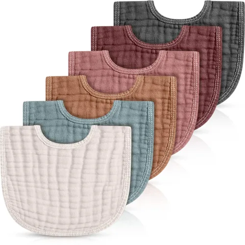 Miniatura 11 de Frienda 6 piezas de baberos de muselina para dentición de bebé, bandana, baberos, 6 capas absorbentes para bebé, niño y niña, paño de algodón