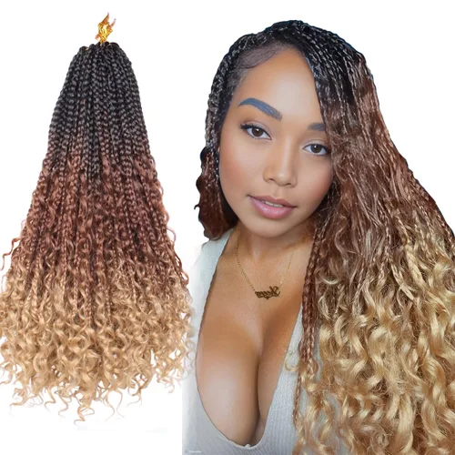 Miniatura 46 de Beverlee Goddess Box - Trenzas de ganchillo de 8 pulgadas, 8 paquetes de trenzas de ganchillo bohemias, extremos rizados, pelo sintético rizado