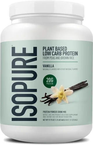 Miniatura 11 de Isopure Proteína en Polvo a Base de Plantas, Sin Lactosa, Sin Gluten, Con Hierro, Sin Sabor, 20 g de Proteína Vegetal por Porción, 1.15 Libras, 20