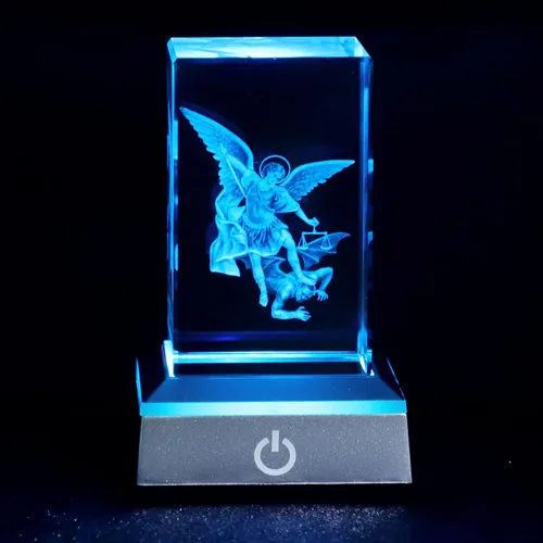 Miniatura 13 de KOMI Estatua de la Virgen María de cristal 3D con base de luz LED, estatuas de madre María grabadas con láser, regalos religiosos para mujeres