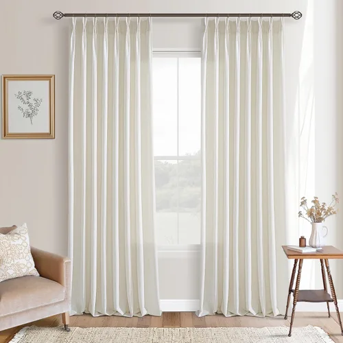 Miniatura 29 de TWODRAPES Cortinas de Lino Plisadas con Pinza Beige Blancas de 54 Pulgadas de Largo 2 Paneles para Comedor Cocina Dormitorio Plisadas Semi