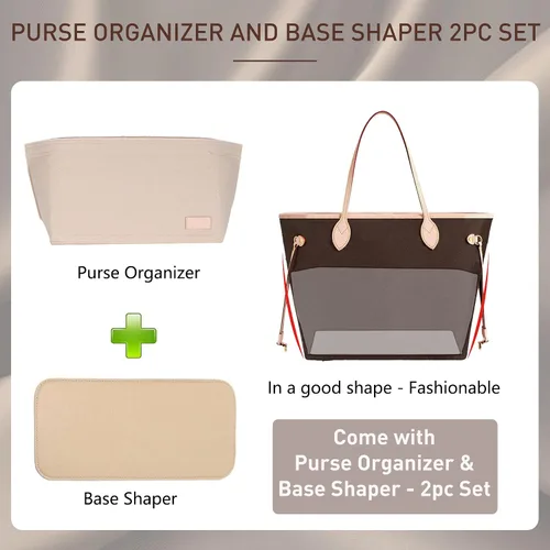 Miniatura 3 de Doxo Organizador de bolso para bolsos y moldeador de base, juego de 2 piezas, organizador de fieltro, organizador de bolsas con cremallera, 7