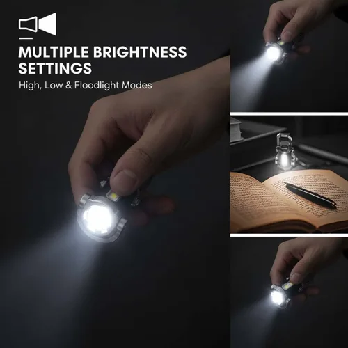 Miniatura 3 de Linterna de Llavero Recargable Portátil Brillante Cargador de Teléfono, Mini Linterna de Llavero, 7 Modos de Iluminación, 1200 Lúmenes Linterna de 4