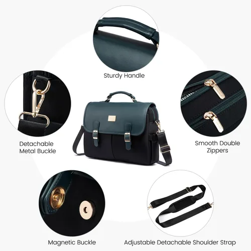 Miniatura 4 de LOVEVOOK Bolso para laptop para mujer, de 15.6 pulgadas con gran capacidad, maletín para computadora, bolso cruzado de hombro, bolsas para oficina