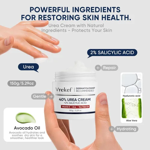 Miniatura 5 de Crema de urea 40 por ciento para pies de máxima resistencia, crema de urea 40% más ácido salicílico 2%, crema para pies y manos para piel seca
