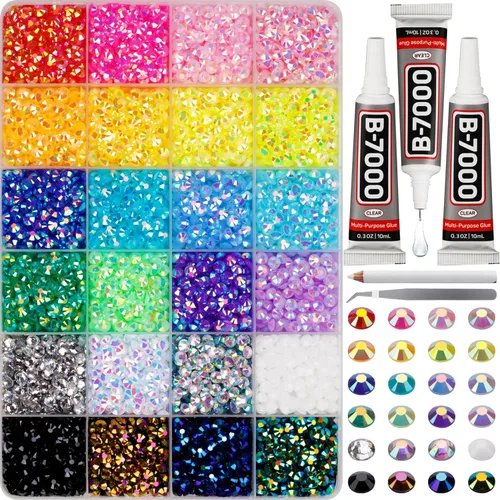 Miniatura 25 de 31000 piezas de diamantes de imitación para hacer brillar, kit de 3 mm de diamantes de imitación con parte trasera plana para manualidades, ropa