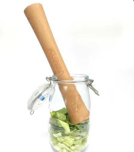 Miniatura 3 de Chucrut Pounder para tarros Mason Fermentación Vegetal Packer Kimchee Tamper, una pieza de madera de haya maciza (12 pulgadas)