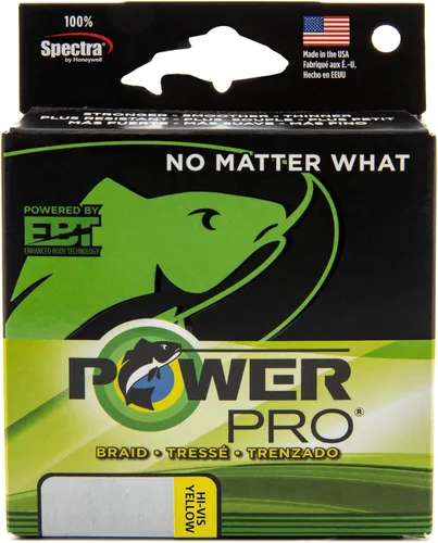 Línea de pesca con costura de fibra Spectra Power Pro Amarillo alta visibilidad