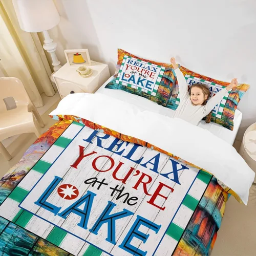Miniatura 54 de Lake House - Juego de funda de edredón tamaño individual, estilo rústico de granja vieja para niños, adolescentes y adultos, decoración
