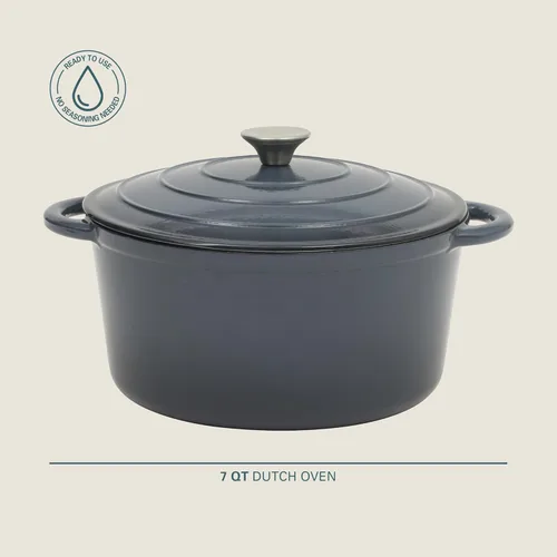 Miniatura 2 de Gibson Home Addlestone - Olla holandesa de hierro fundido esmaltado de 7 cuartos de galón con tapa, redonda, apta para horno hasta 500 °F, ideal