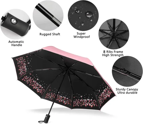 Miniatura 2 de Paraguas de lluvia plegable con apertura automática, para viajes, impermeable, para mujer, sombrilla automática.