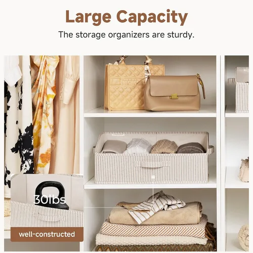 Miniatura 2 de StorageWorks Contenedores de almacenamiento trapezoidales, organizadores y almacenamiento de ropa de lino, contenedores de tela para armario, cestas