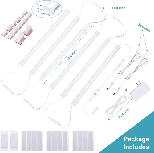 Miniatura 6 de Luces enchufables para debajo del gabinete, luz diurna blanca 4000K, iluminación LED regulable debajo del gabinete, 6 piezas x 12 pulgadas, lámparas