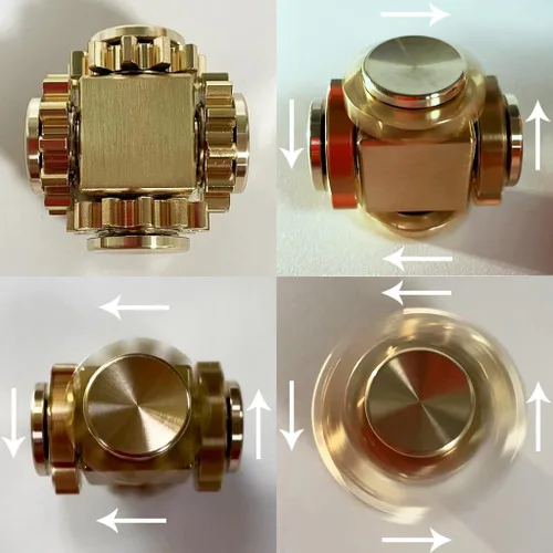 Miniatura 6 de Cubo de latón puro para personas inquietas, spinner de metal, engranes, juguete de mano, para armar usted mismo, EDC, enfoque, meditación, romper