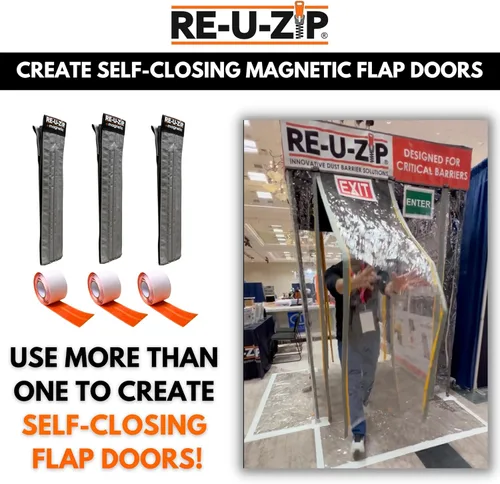 Miniatura 7 de RE-U-ZIP® Tira de Entrada Magnética de Cierre Automático Alternativa de Cremallera de Barrera contra el Polvo sin Uso de las Manos para Láminas