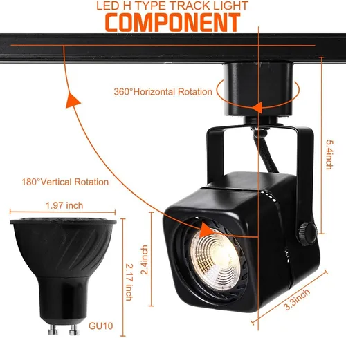Miniatura 9 de Cabezal de luz LED regulable de 10 W, 3 cables, circuito único, tipo H, riel de iluminación de riel, foco de techo para tareas de acento