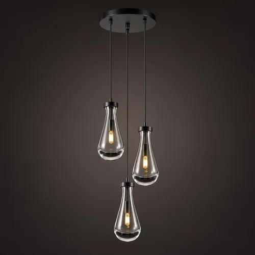 Miniatura 19 de Lámparas Colgantes de Gota de Lluvia para Isla de Cocina: Lámparas de Gota de Lluvia de Cristal de 2 Luces - Lámparas de Latón Dorado para sobre