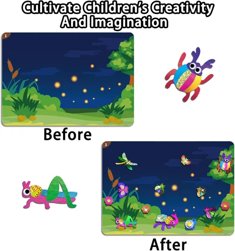 Miniatura 2 de Yazhiji Kits de Arte de Hoja de Aluminio para Niños - Juego de Actividad Divertido Sin Desorden de Insectos y Mariposas - Kit de Arte de Impresión
