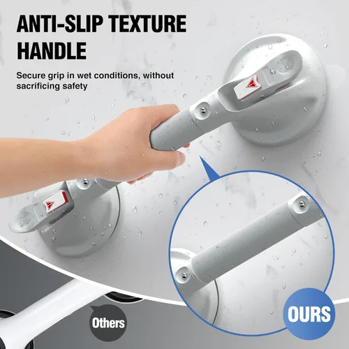 Miniatura 5 de DAILYLIFE Barras de agarre para bañeras y duchas, asas de ducha de 17 pulgadas para ancianos con ventosa, barra de agarre de seguridad para ducha