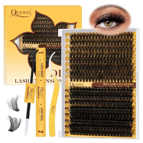 Miniatura 28 de QUEWEL 580 racimos de pestañas 30D+40D+50D+60D+80D+100D racimos de pestañas wispy de 10-18mm, pestañas individuales en racimo reutilizables
