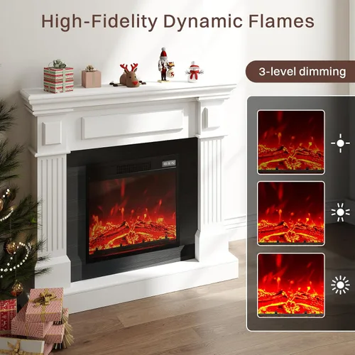 Miniatura 9 de Chimenea eléctrica de 40 pulgadas con repisa, chimenea eléctrica de 18 pulgadas, llama 3D altamente realista, botón y control remoto, mantel