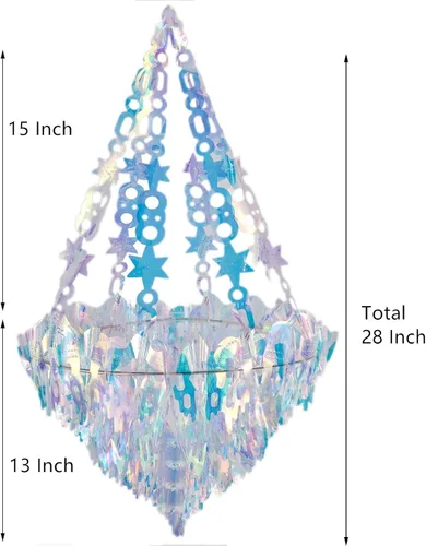 Miniatura 2 de Decoraciones Colgantes Candelabro Iridiscente con Forma de Lámpara de Araña de Papel de Aluminio Ornamento Colgante de Techo para Despedida