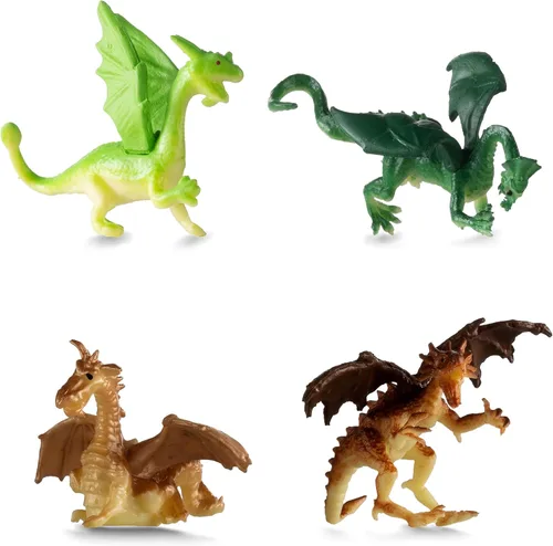 Miniatura 3 de Bedwina Figuras de juguete de mini dragón, paquete de 12 figuras de dragón de goma de plástico de 2 pulgadas en varios colores y estilos, juguetes