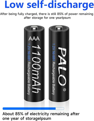 Miniatura 3 de Paquete de 16 baterías AAA recargables con kit de cargador, baterías de autodescarga baja Ni-MH de 1.2 V Ni-MH Triple A con ranura independiente