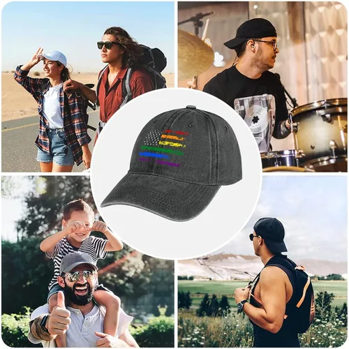 Miniatura 8 de Gorra de béisbol LGBT Pride Rainbow Denim Sombreros Love is Love Vintage Gorra de béisbol ajustable LGBT para hombres y mujeres