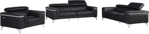 Miniatura 20 de Blackjack Furniture Amalfi - Juego de sofá de cuero italiano de grano superior para sala de estar con elegante diseño italiano, reposacabezas