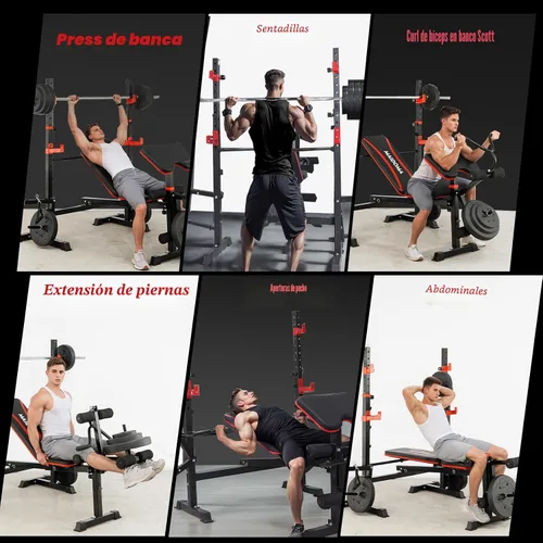 Miniatura 2 de MAIDOMA Foldable 1500LBS Capacity 8 IN 1 Weight Bench Set with Leg Extension/Squat Rack/Preacher Curl, Adjustable Bench Press for Home Gym Full Body