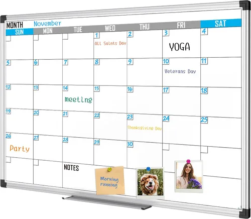 Miniatura 9 de XBoard Calendario de Pizarra Blanca de Borrado en Seco 36 X 24 Pulgadas - Calendario Combinado de Pizarra Blanca Mensual, Pizarra Blanca Magnética +