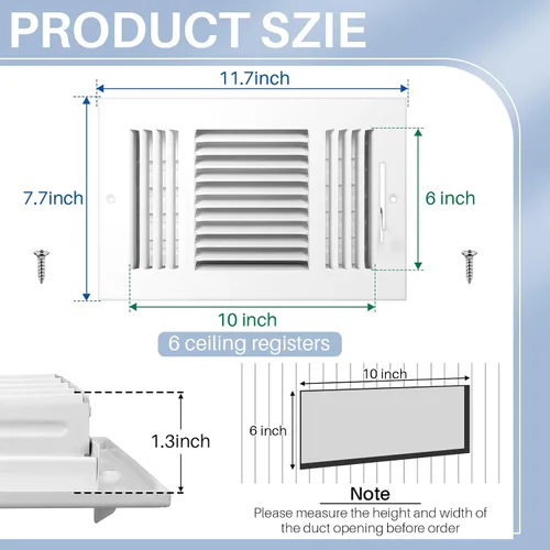 Miniatura 2 de Zonon 1 cubierta de ventilación de techo de 6 x 10 pulgadas, 3 vías para pared lateral, pared lateral, cubierta de ventilación de aire