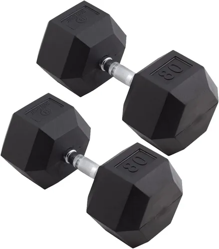 Miniatura 23 de Body Sport Mancuernas hexagonales con revestimiento de goma, par de mancuernas para ejercicios, equipo de entrenamiento de fuerza, accesorios